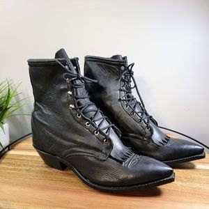 Stunning Witchy Black Rode West 6.5 Vintage Style Western Prairie lace up Boots